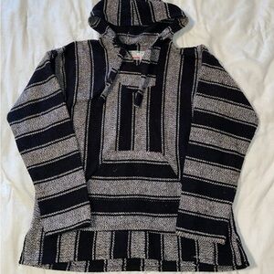 Black and Gray Striped Men's Hoodie Vintage Hippie